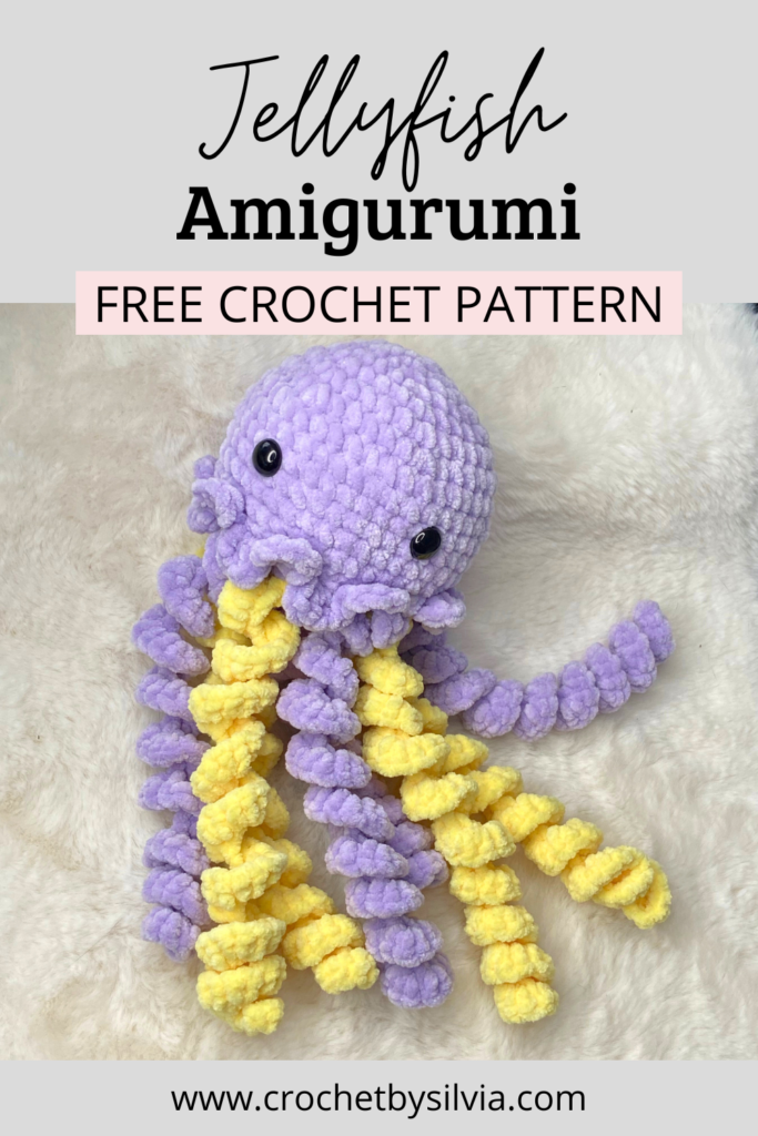 a jellyfish crochet plush designed pin for pinterest