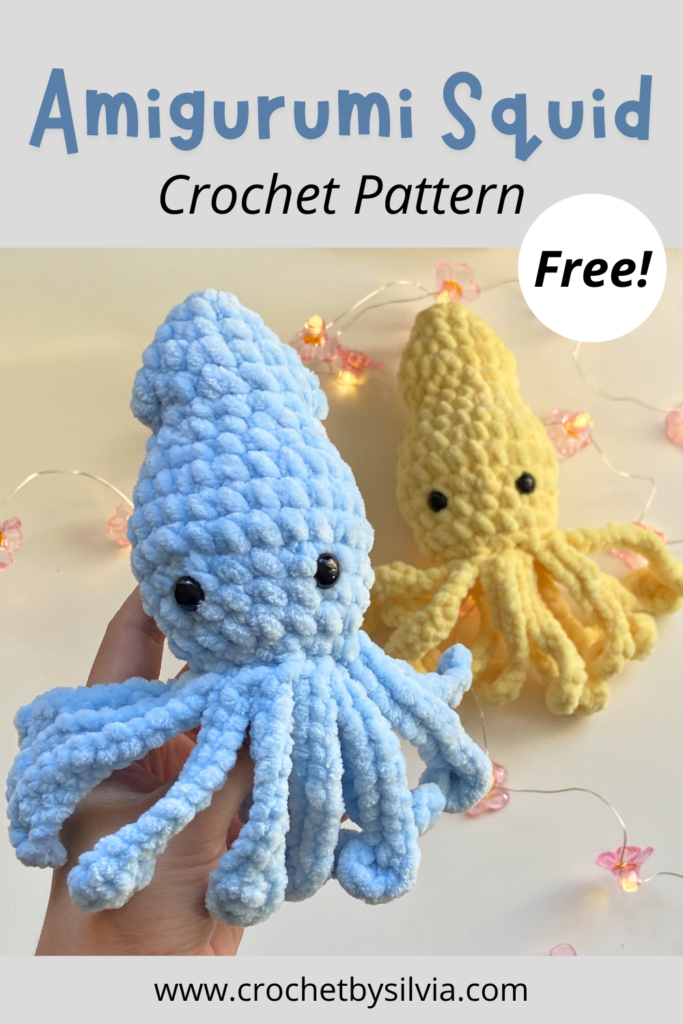 free squid crochet pattern pin for pinterest