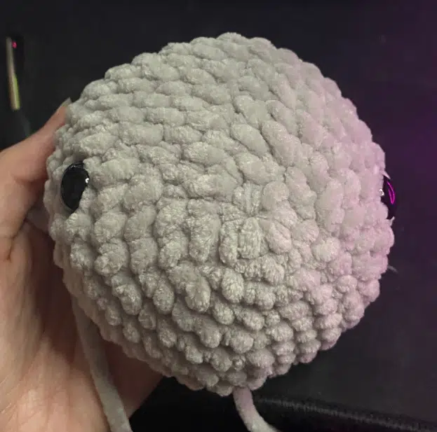 crochet turtle head in progress