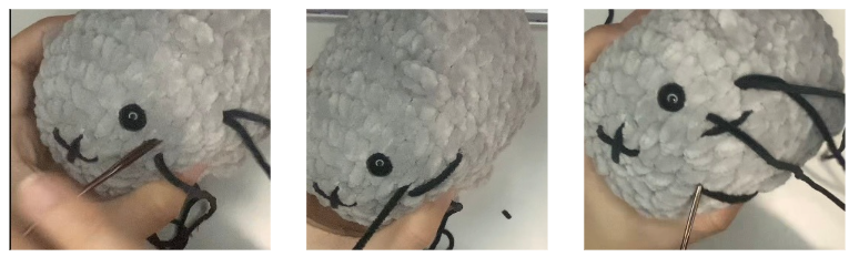Step-by-step assembly and stitching guide for the low sew loaf cat crochet pattern