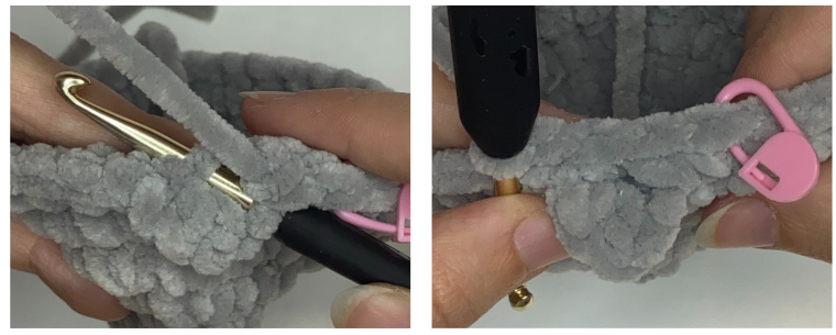 Step-by-step assembly and stitching guide for the low sew loaf cat crochet pattern
