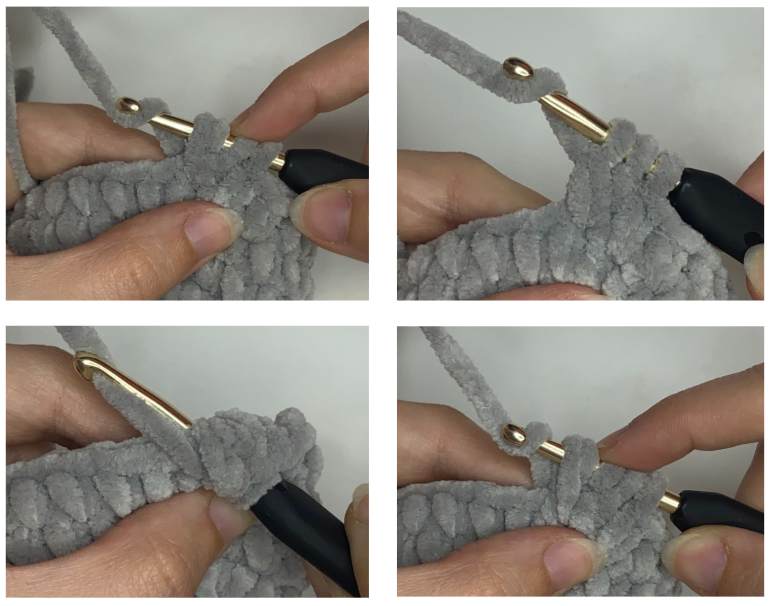 Step-by-step assembly and stitching guide for the low sew loaf cat crochet pattern
