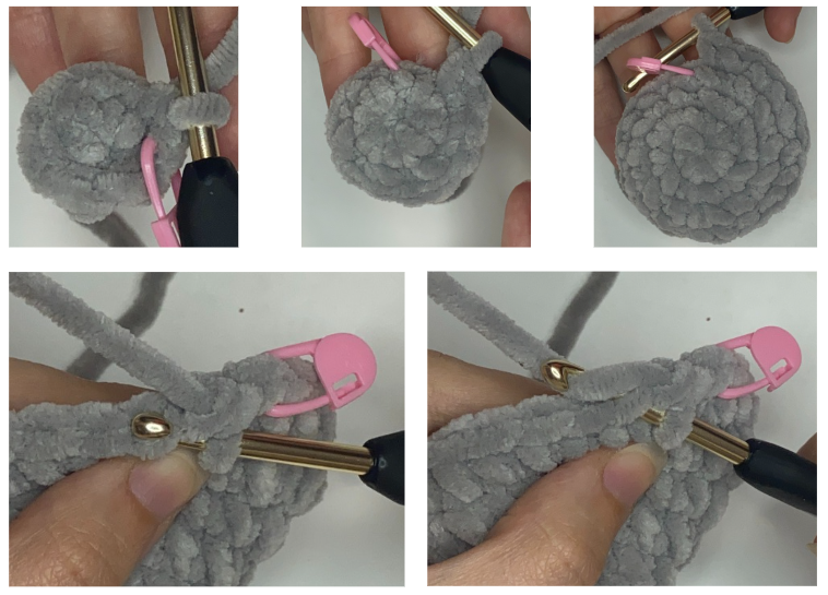 Step-by-step assembly and stitching guide for the low sew loaf cat crochet pattern