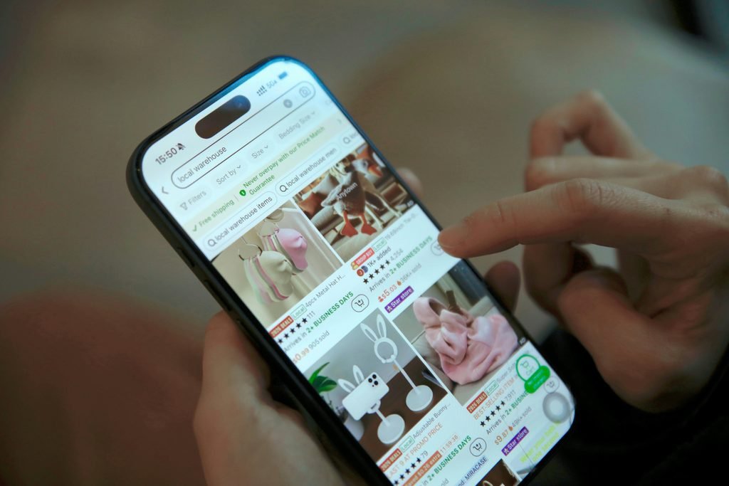 an image of a guy using an ecommerce app searching for a specific product